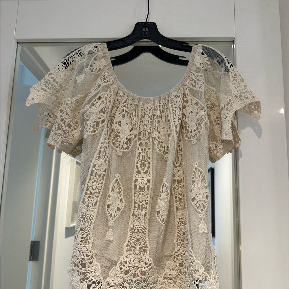 Jens Pirates Booty Elegant off the shoulder Cream Lace Women's Top